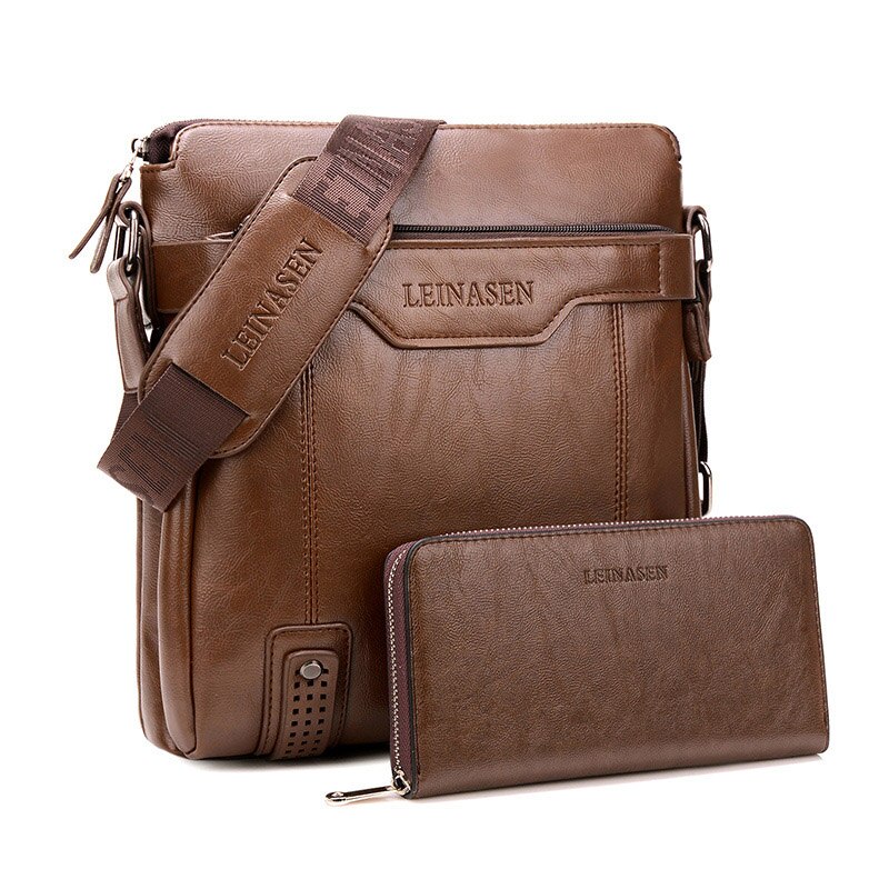 Kreuz Körper Hand Crossbody Schulter Für Männliche Umhängetasche Männer Handtaschen Und Geldbörsen Set Dokument Sac EIN Haupt Bolsas Bolsas satchel: Light Brown Wallet