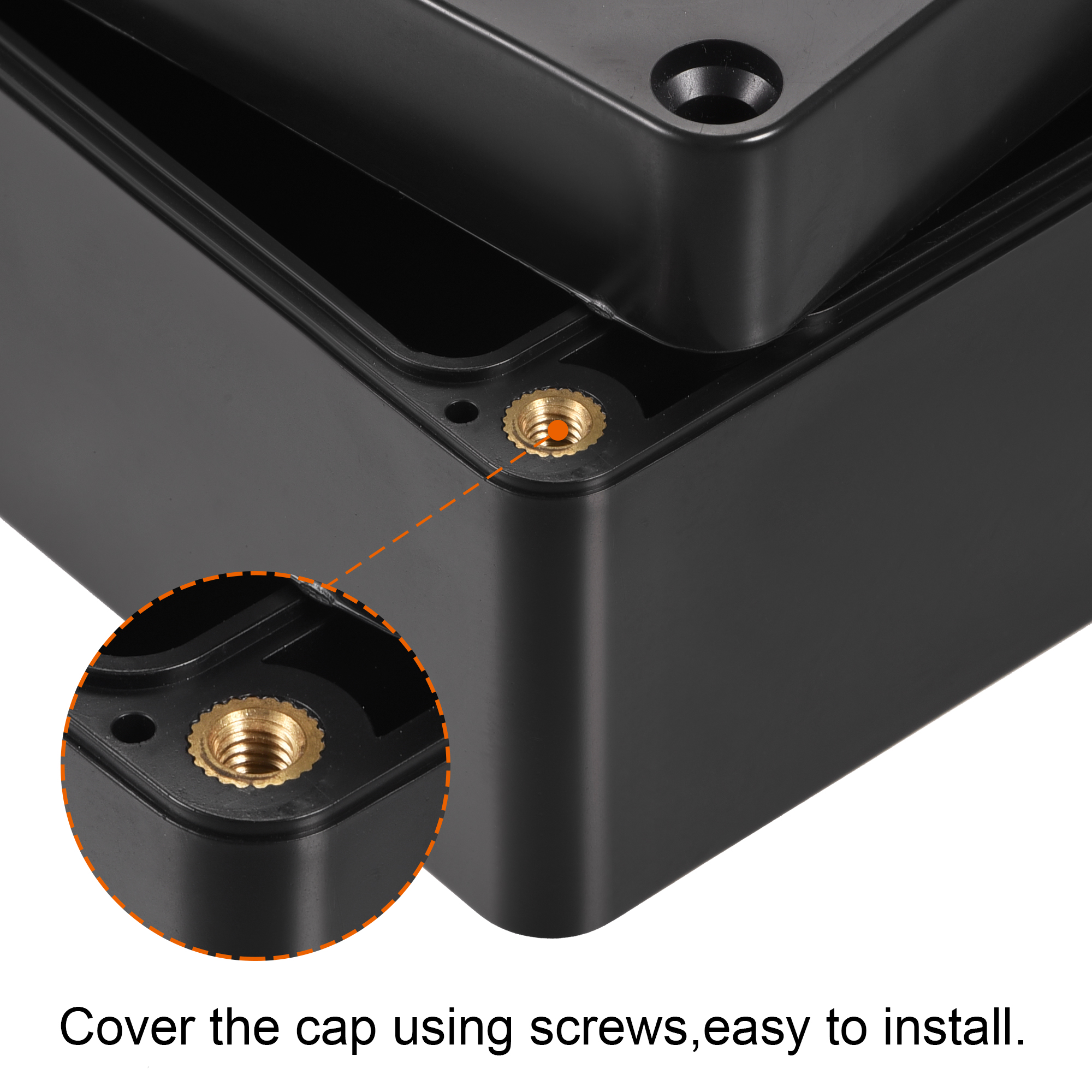 Uxcell Waterproof Junction Box 158x90x60mm ABS for Electrical Project (Black, Pack of 2)