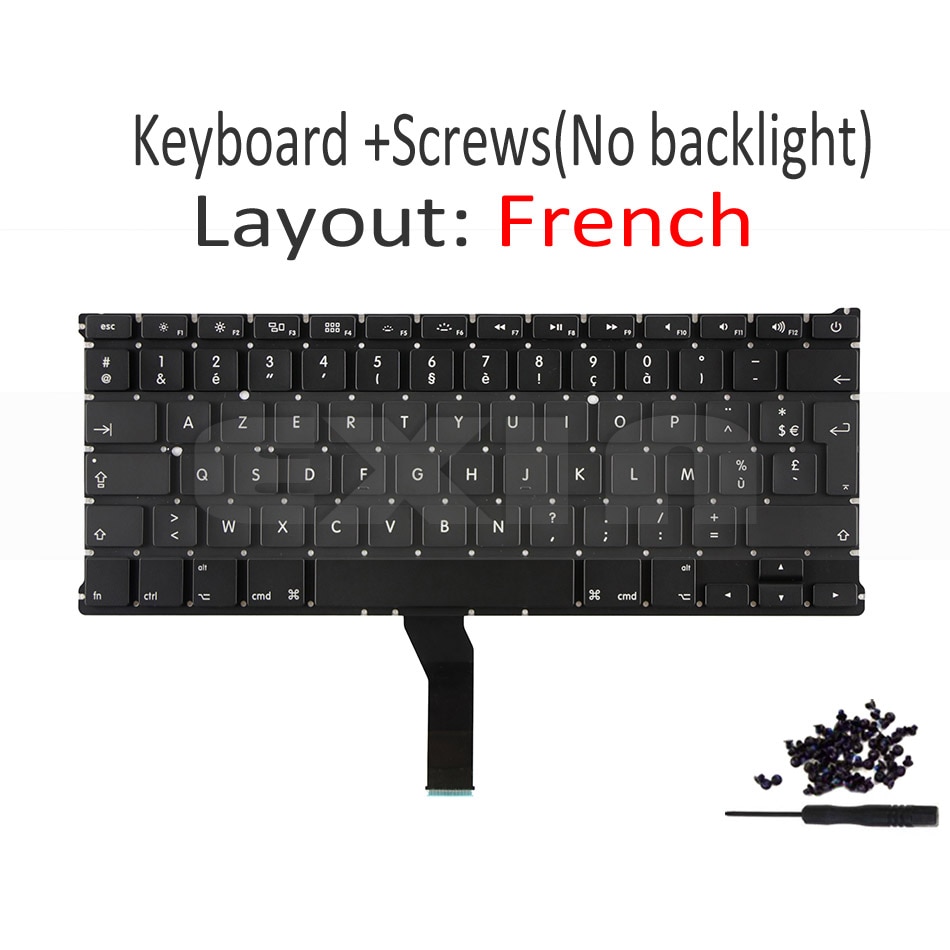 Laptop A1369 French Keyboard for Apple Macbook Air 13" A1369 A1466 French AZERTY Keyboard+Backlight Backlight Year