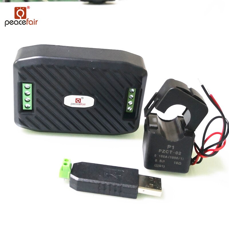 AC Single Phase Watt Energy Meter RS485 220V 100A Voltage Current Frequency Power factor Kwh Meter With Split CT&USB