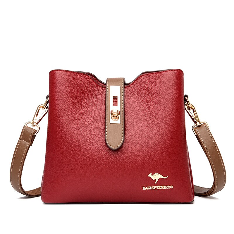 Borsa a tracolla per uso femminile All-match donna moda Pu grande capacità borse marroni borse da donna borsa a tracolla Tote borsa a botte Lady: red