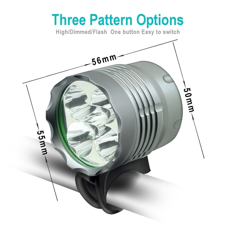 5*t6 led cykellygte lanterne 7000lm cykel forlygter mtb forlygte cykellygte  + 8.4v oplader  + 18650 batteripakke