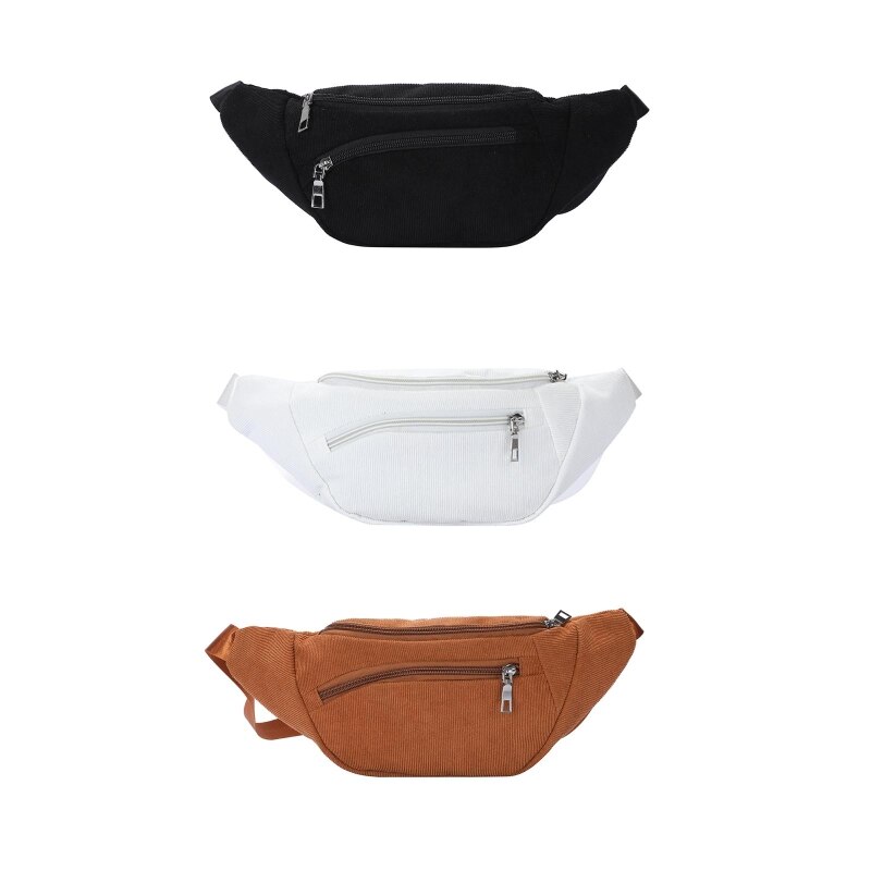 Marsupio in velluto a coste da donna borsa a tracolla con cerniera Casual borsa da viaggio sportiva semplice da viaggio borsa da cintura moda telefono marsupio