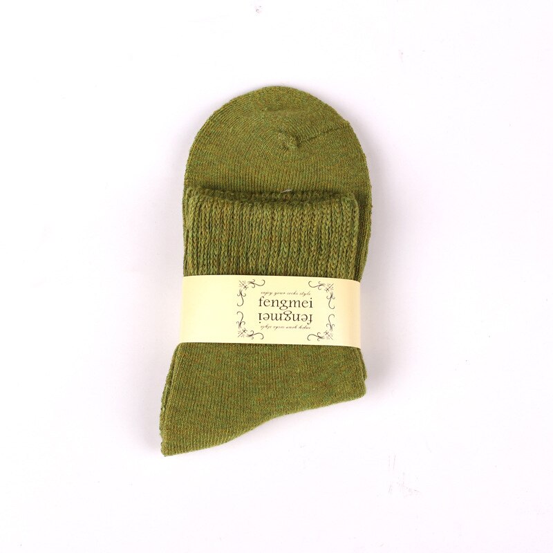 1 par tyk varm uld frotté håndklæde kvinder sok farverige sokker fri størrelse søde sokker vinter vintage jule soild sokker: 001