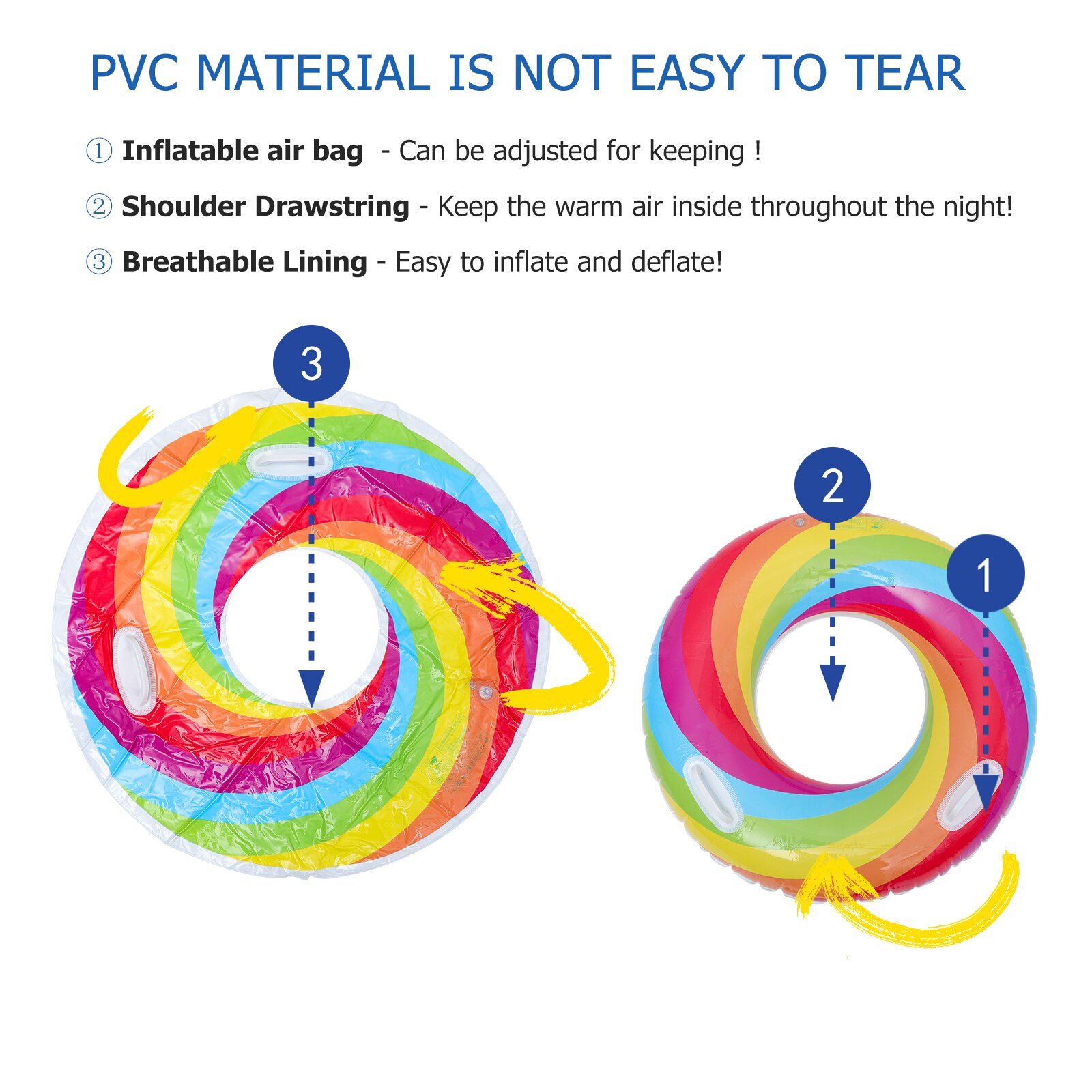 1pc Colorful Safe Lightweight Floating Ring Swimming Ring Water Ring for Adults