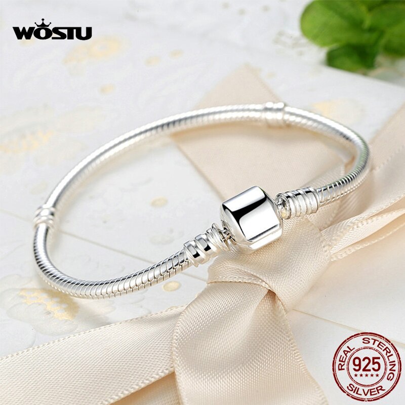 Wostu genuine 100% 925 prata esterlina pulseira pulseira original cobra corrente para o casamento feminino altura qualidade jóias 17-20cm