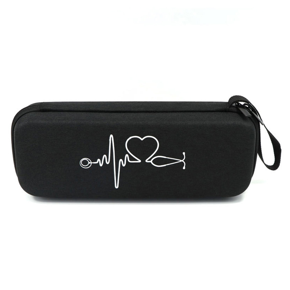 Caja de almacenamiento de estetoscopio médico portátil de viaje EVA, botiquín de primeros auxilios, estuche con bolsillos de malla para estetoscopio Littmann Cardiology III de 3M: Negro