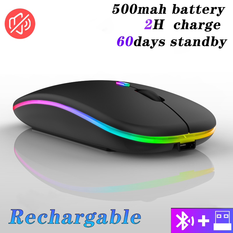 Rechargeable Wireless Mouse USB Bluetooth-compatible RGB Mouse Silent Ergonomic Mouse With Backlight For Laptop PC ipad