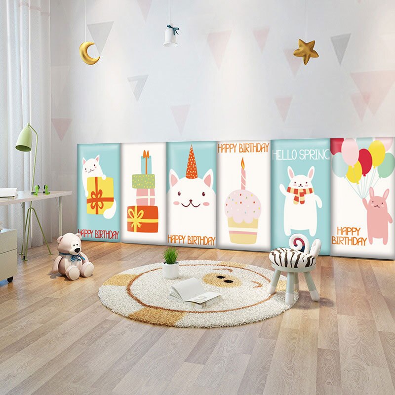 dessin animé enfants Anticollision sac souple autocollant mural auto-adhésif Tatami mur bébé décoration 3D toile de fond mur