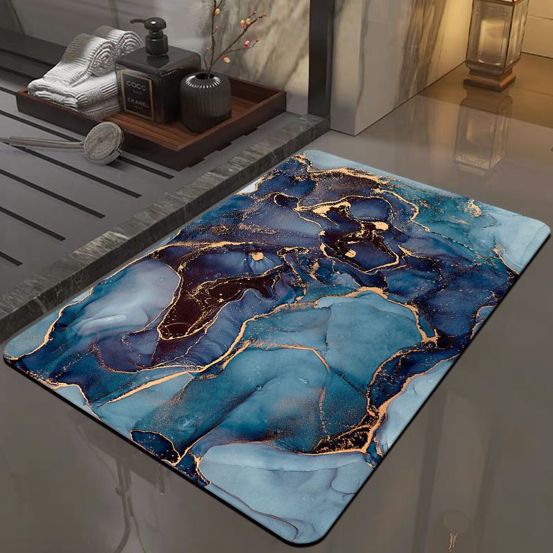 Alfombra de barro de diatomeas con estampado de mármol moderno, alfombra absorbente de secado rápido para bañera, accesorios decorativos para puerta de entrada y baño, 1 ud.: 45X140CM / Blanco