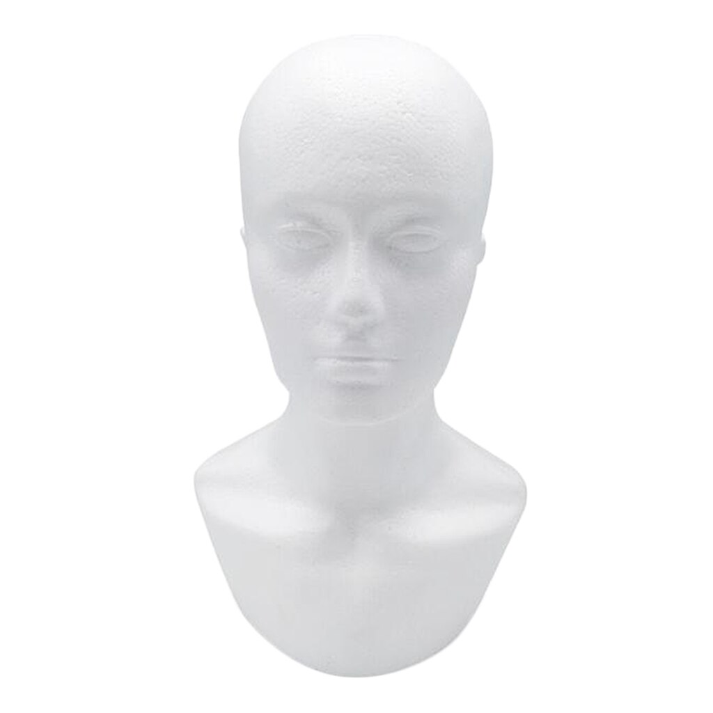 Wit Piepschuim Mans Mannequin Hoofd Stand Model Voor Pruik Hoofddeksels Display Oefenpop