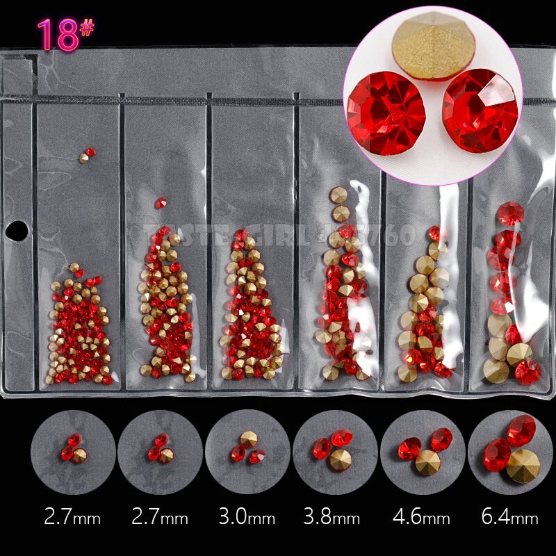 6 Gitter/Pack mischen 5 Größen Nagel funkeln V-Boden Scharf Diamant Edelsteine Arylic Nagel Kunst Strass Juwel dekorationen Manikübetreffend DIY GZ: GZZ18