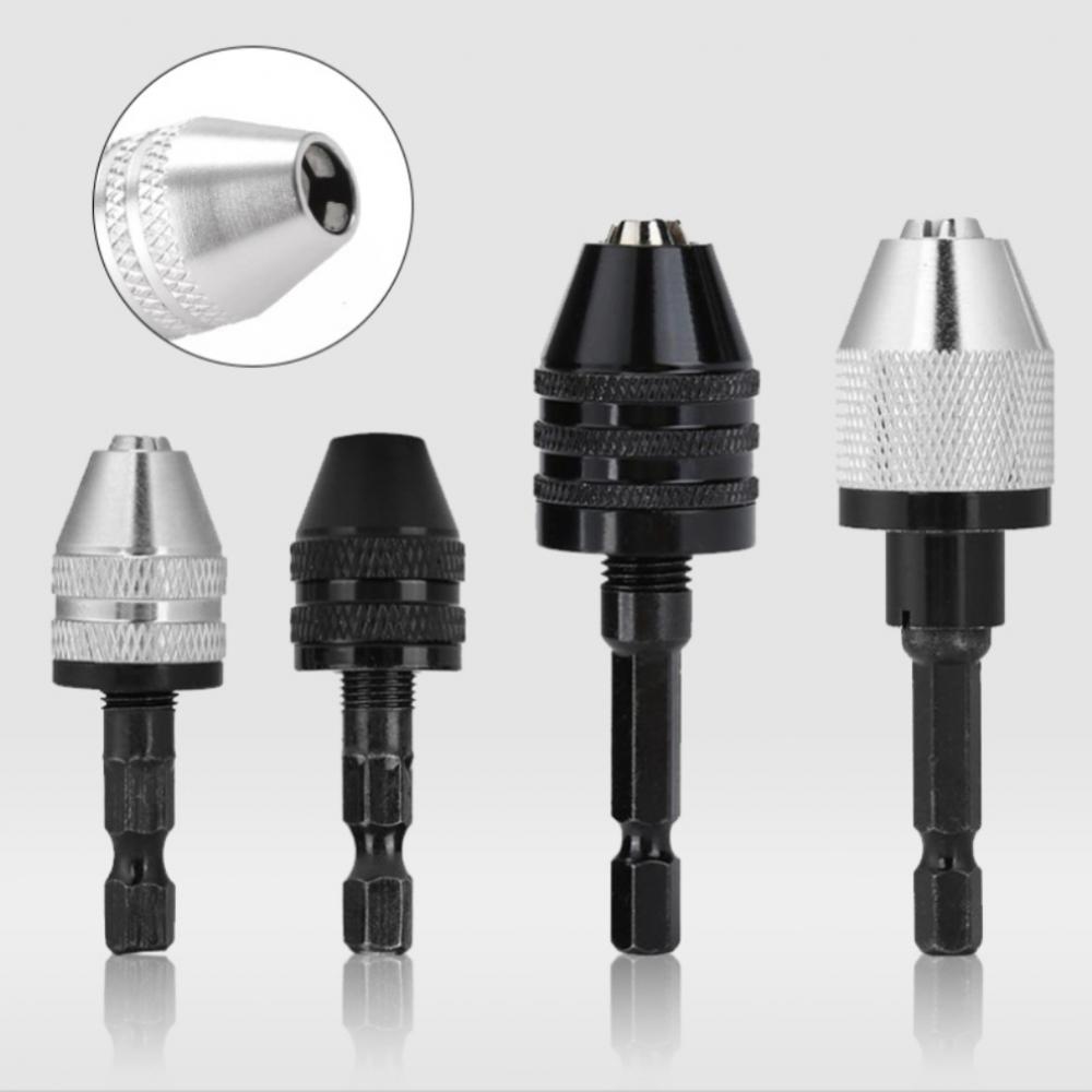 Mini Drill Chuck Keyless Impact Driver Adaptor Hex Round Shank Screwdriver Head Micro Fixture Drill Bits For Electric Grinder