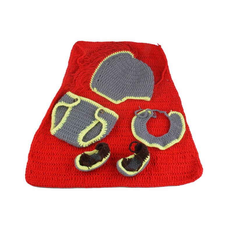 Kledingset voor kleine jongens met ridderpatroon, gehaakte babymuts en luier, pasgeboren fotografie, fotografische rekwisieten, babykleding voor een chique feest