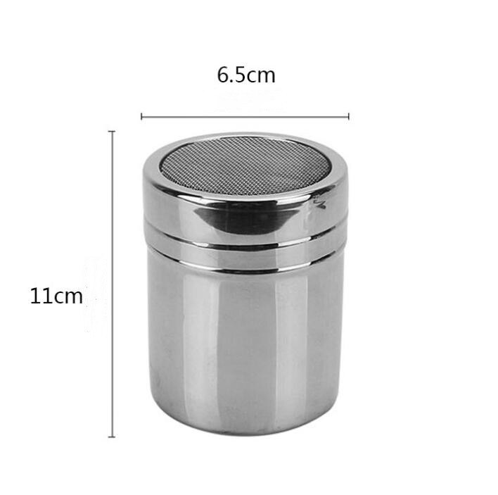 Small Stainless steel Flour Sieve Bottle Fine Mesh Bucket Cinnamon Cocoa Powder Sieve Baking Tools Cakes Coffee Decorative Tool: 6.5x11cm