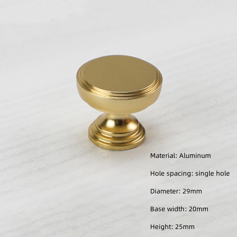 Manija de un solo orificio de aluminio dorado, cajón de armario moderno, perilla redonda, muebles de armario de cocina, manija de puerta pequeña, decoración del hogar: Bronze