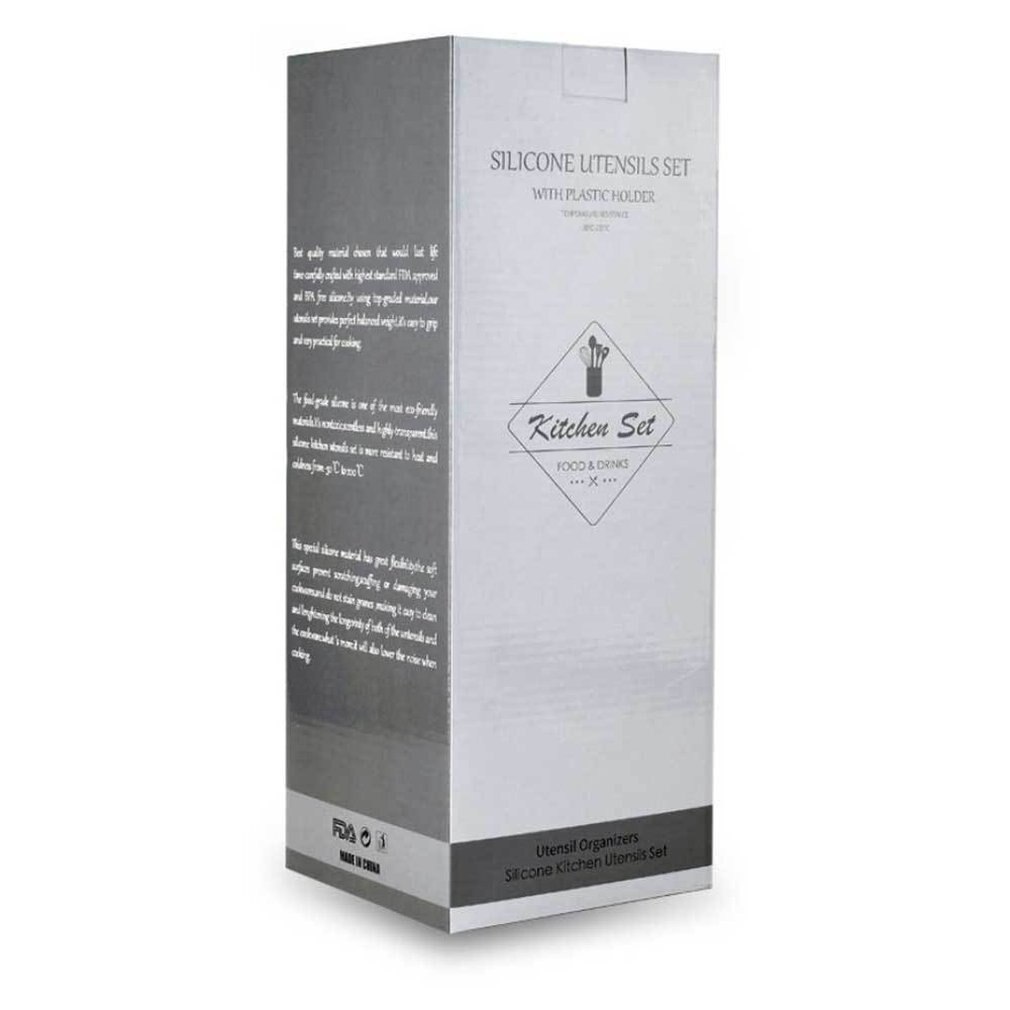 Wooden Handle Silicone Kitchen Ware Storage Non-Stick Spatula Kitchen Utensils silicone cooking tool set