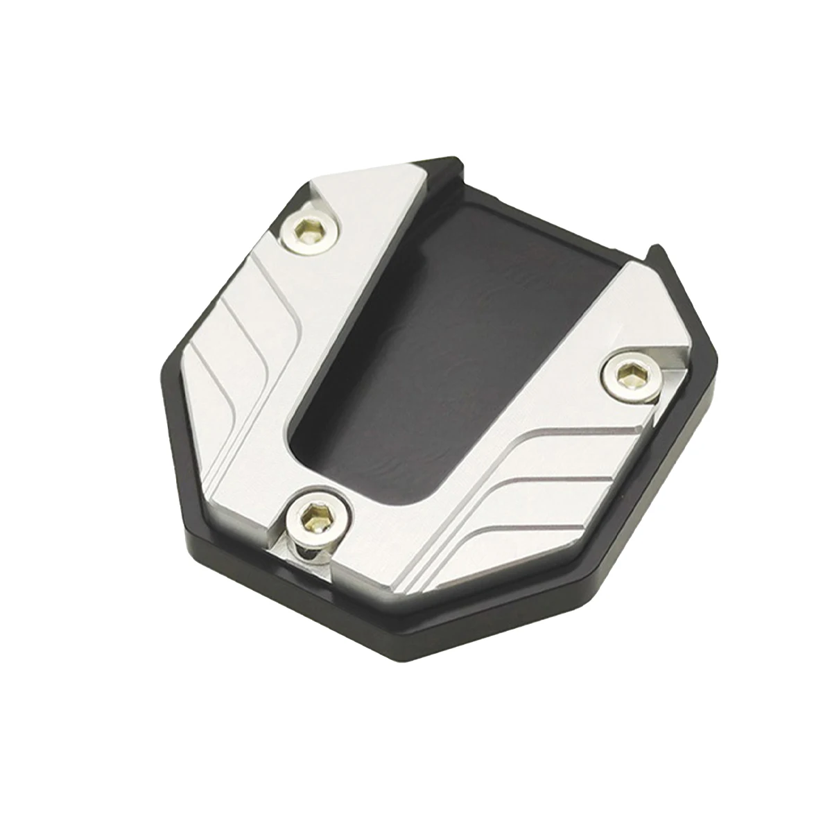 1 stks CNC Aluminium Motorfiets Kickstand Extender Voet Zijstandaard Extension Pad Anti-slip Ondersteuning Plaat Vergrote Basis: Zilver