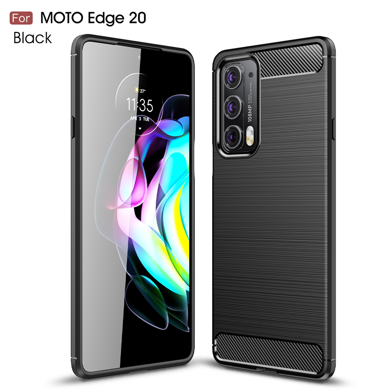Handyhülle 20 stoßfestem silikon 20 carbonfaser-optik für motorola Kante 20: Motorola Kante s Profi / Schwarz
