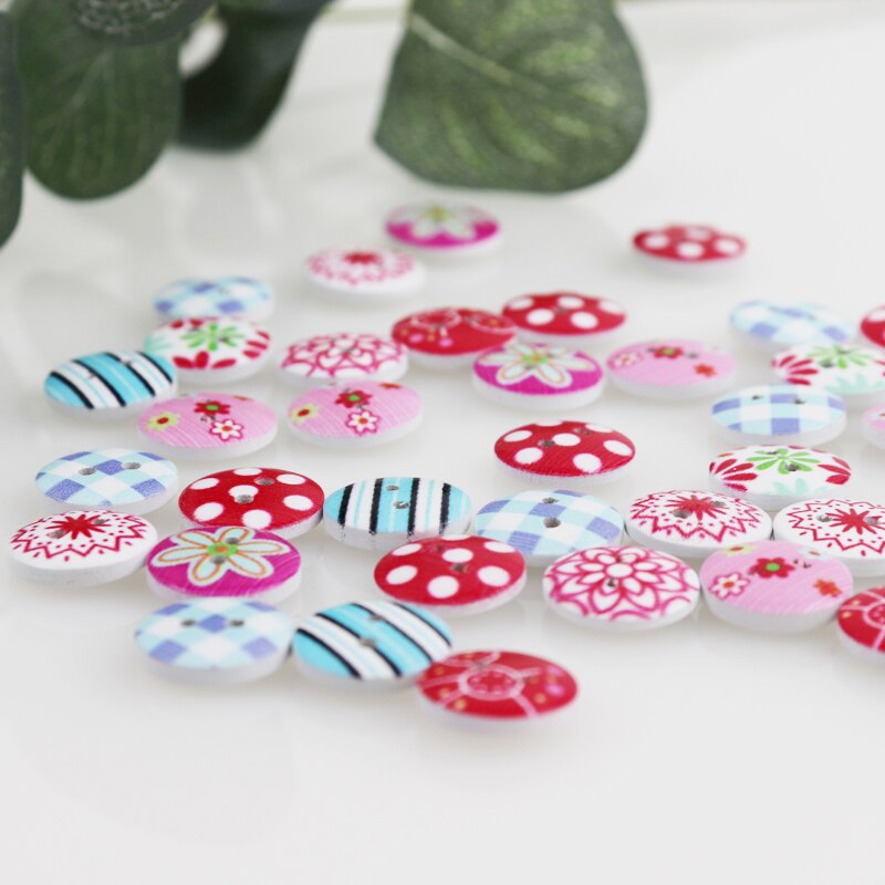 Botones de madera redondos y coloridos para bebé, botón de madera natural rosa, botones de para ropa, accesorios de costura de ropa