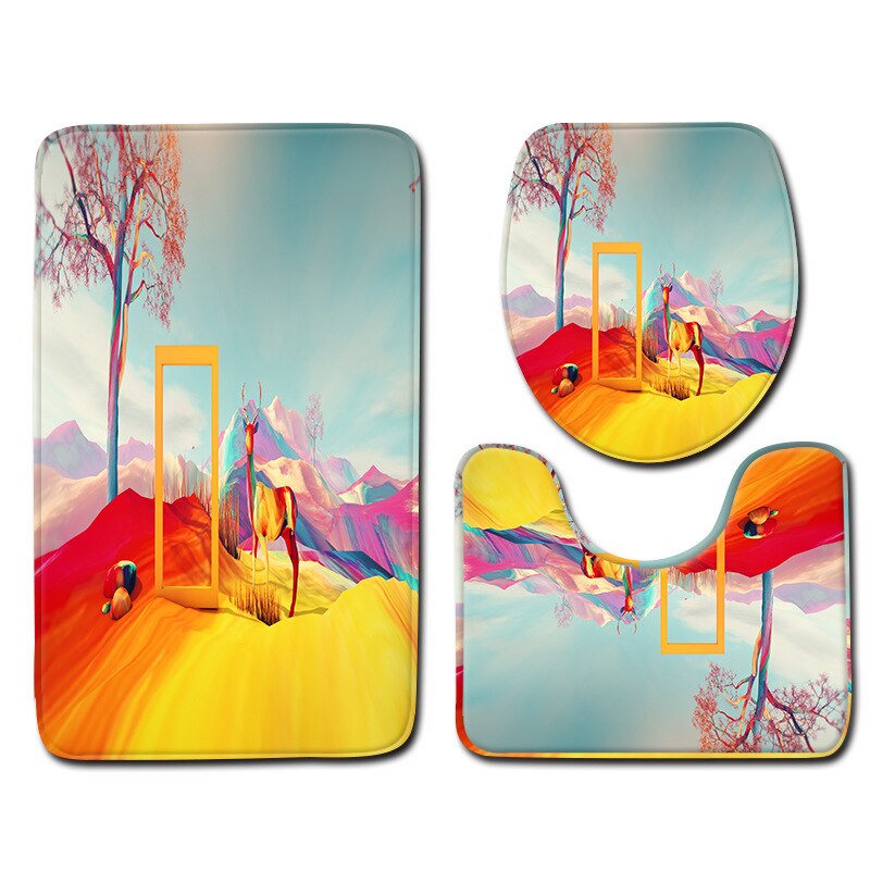 Rose Gedrukt Badmat Voor Bad Tapijt In De Badkamer Thuis Decoratie Mat Toilet Seat Cover Mat Microfiber Douche Vloer mat Set: 3PCS7 / Large 3PCS