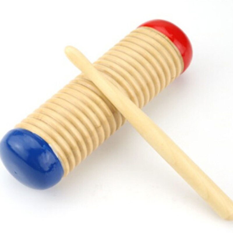 Wooden Guiro Music Toy For Baby Kid Child Early Educational Toy Musical Instrument Rhythm Toys Tool Percussion With Mallet: Default Title