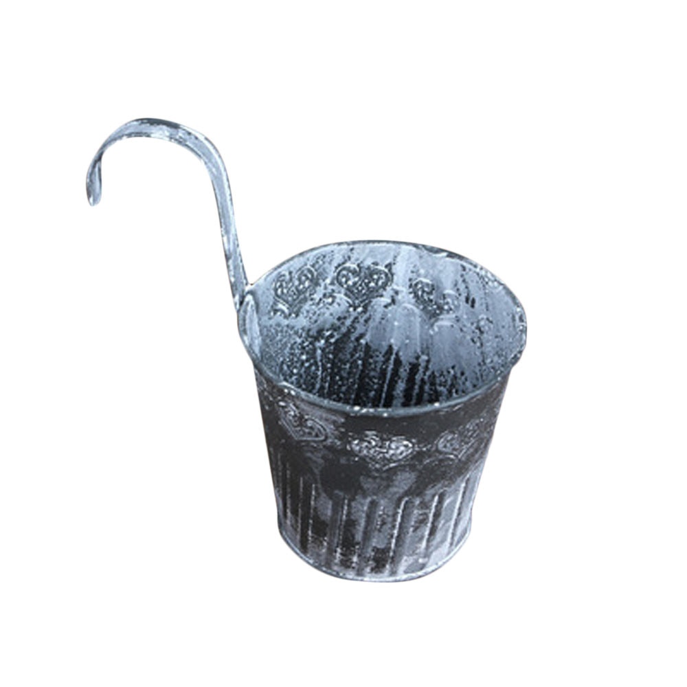 1x vintage retro metal jern hegn hængende keg blomsterpotte med krog haven hængende balkon plante hænge pot planteskole bonsai potter