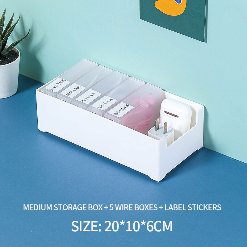 Desktop Data Line Separate Storage Box Small Storage Box Mobile Phone Charger Power Cable Headphone Cable Travel Organizer Case: Medium package