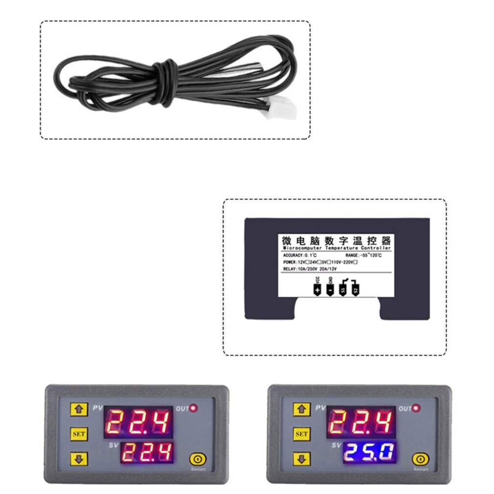 W3230 controlador de temperatura termostato dupla led digital regulador de temperatura detector medidor temp refrigerador calor