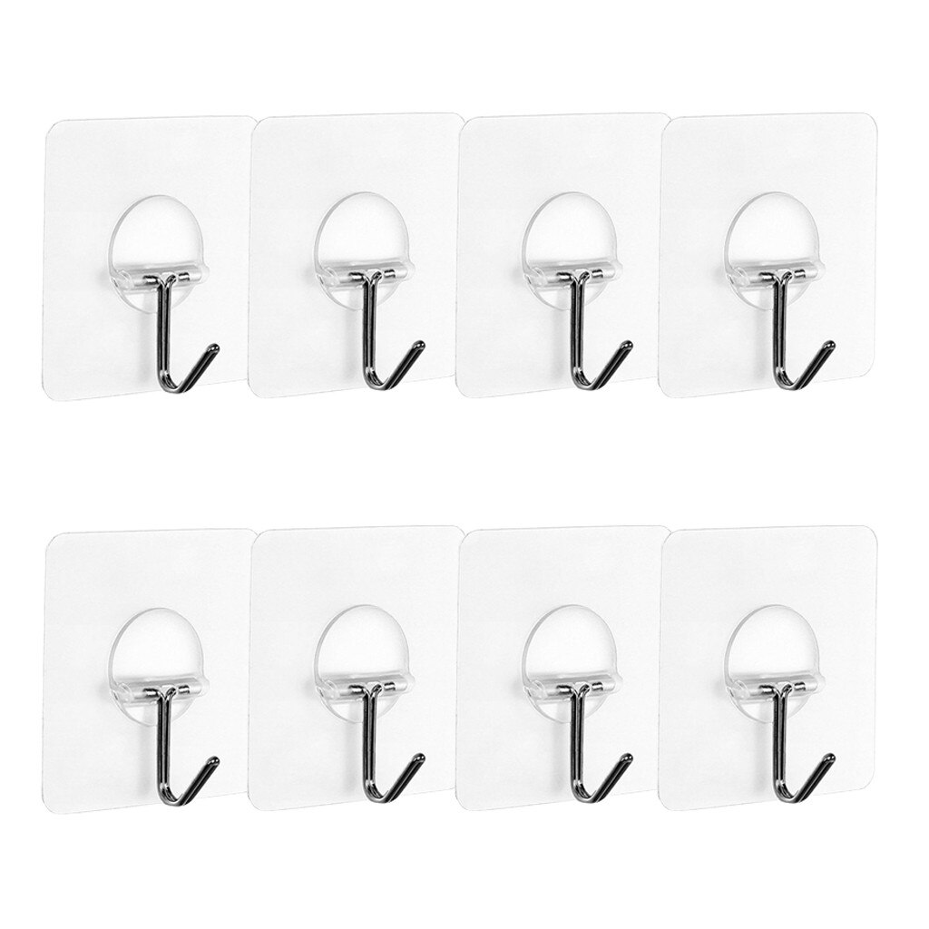 8Pcs Clear Zuignap Sucker Haken Hanger Kleren Jas Deur Muur Raam Metalen Opknoping Haak Voor Keuken Badkamer Glas tegel: Default Title