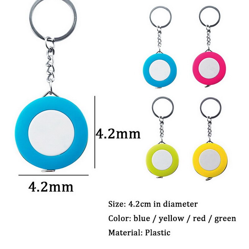 Cinta métrica portátil para llavero, Color caramelo, 1,5 metros de longitud, tamaño de ropa, cinta métrica pequeña de plástico