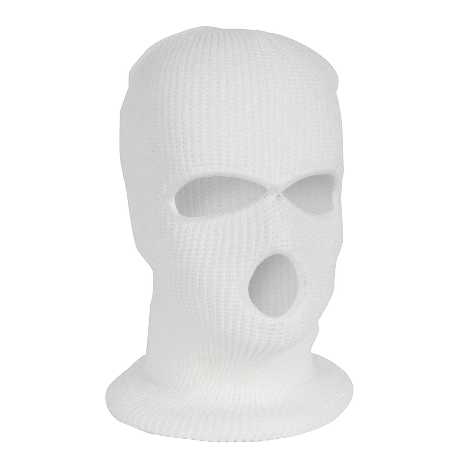 Elastic Full Face Cover Mask 3 Hole Balaclava Knit Winter Ski Hat: white