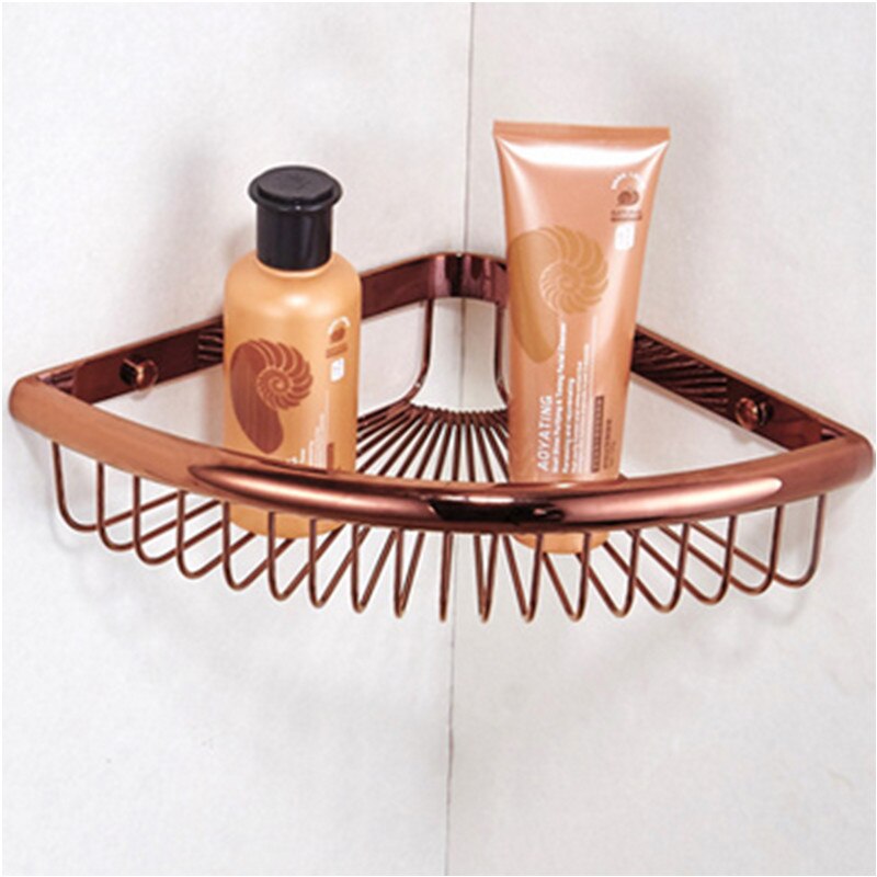 Biggers Luxe Rose Goud Koper Badkamer Accessoires Set Papier Houder Handdoek Bar Zeepbakje Glashouder: corner shelf