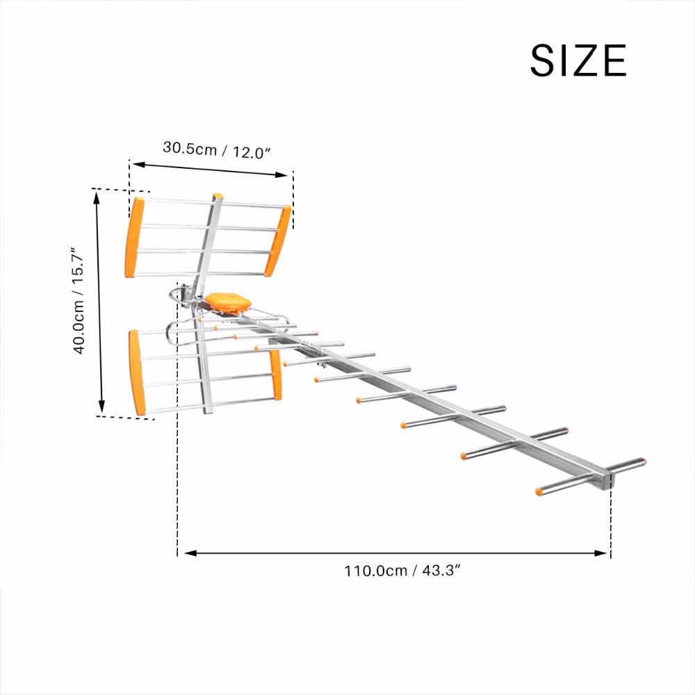 80 Mijl Ontvangstbereik 470 Mhz-860 Mhz Buitenantenne High Gain Hdtv Antenne Digitale Amplified Outdoor/Zolder/Dak