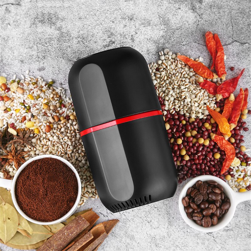 Coffee Bean Grinder Small Grinder Electric Grinder Black And White Stainless Steel Strip Hidden Switch Adjustable Thickness