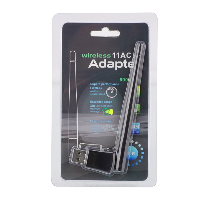 Adaptador sem fio wi-fi banda dupla 600mbps rtl8811cu usb dongle com 2.4g &amp; 5.8g antena wifi externa para computador