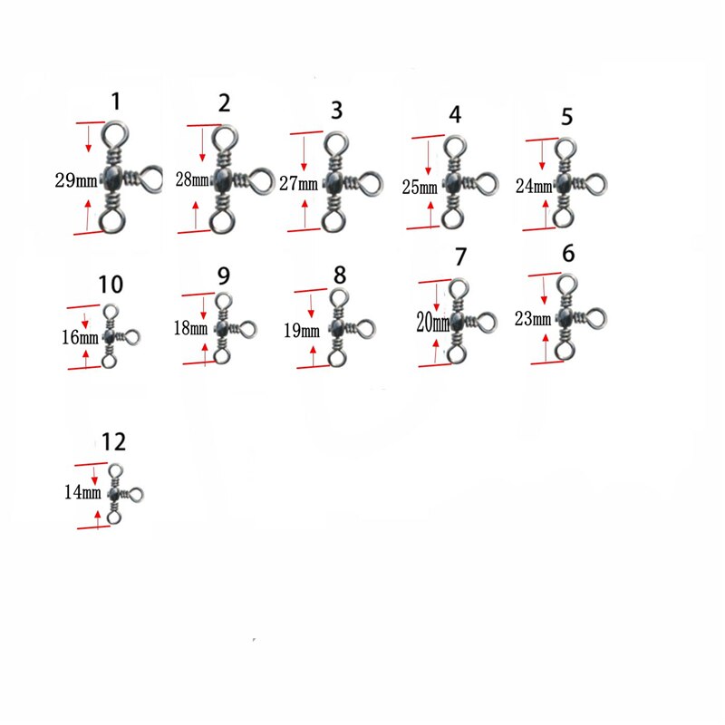 10pcs/lot 3 Way Fishing Swivels Connector Bearing Barrel Rolling Hooks Cross Line Barrel Swivels Connector Fishhook Carp Pesca