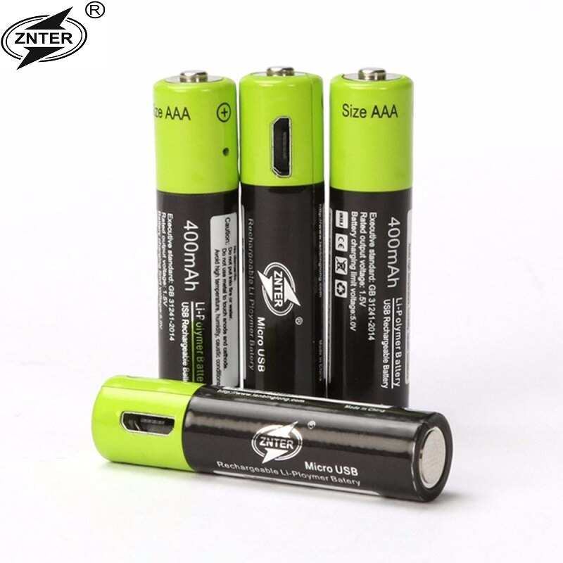 ZNTER Mirco USB Oplaadbare Batterij AAA Batterijen 400 mAh AAA 1.5 V Speelgoed afstandsbediening batterijen Lithium-polymeer Batterij