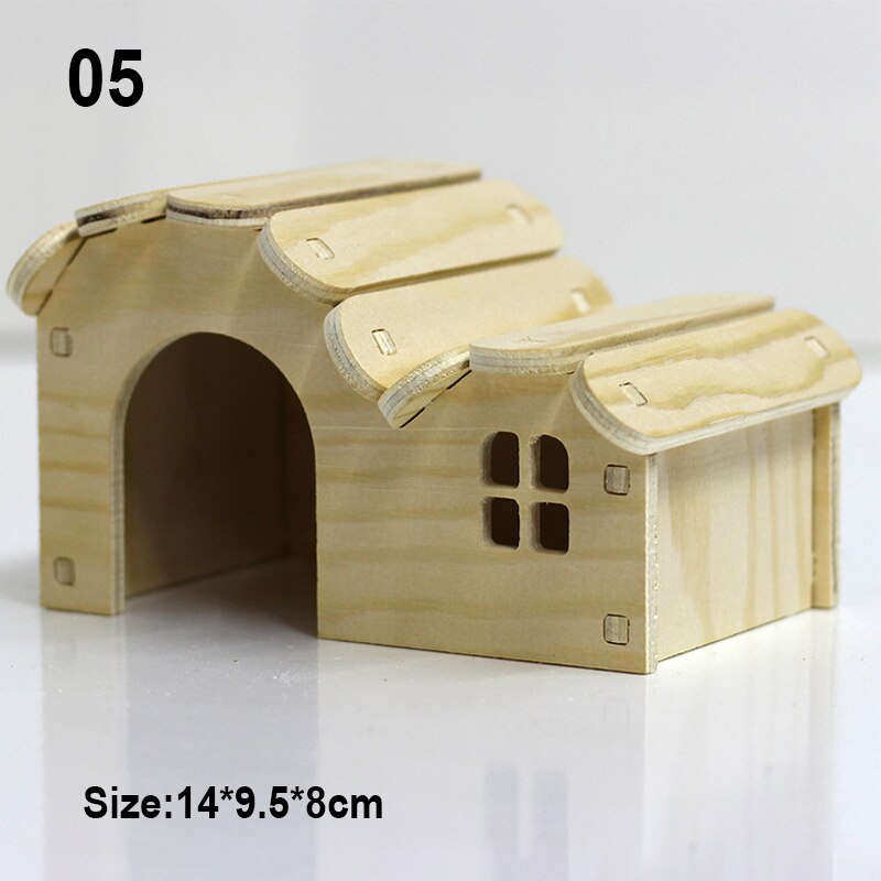 Muebles de juguete de madera para hámster, casa pequeña, columpio, rueda para correr, nido de madera, jaula, suministros: 05