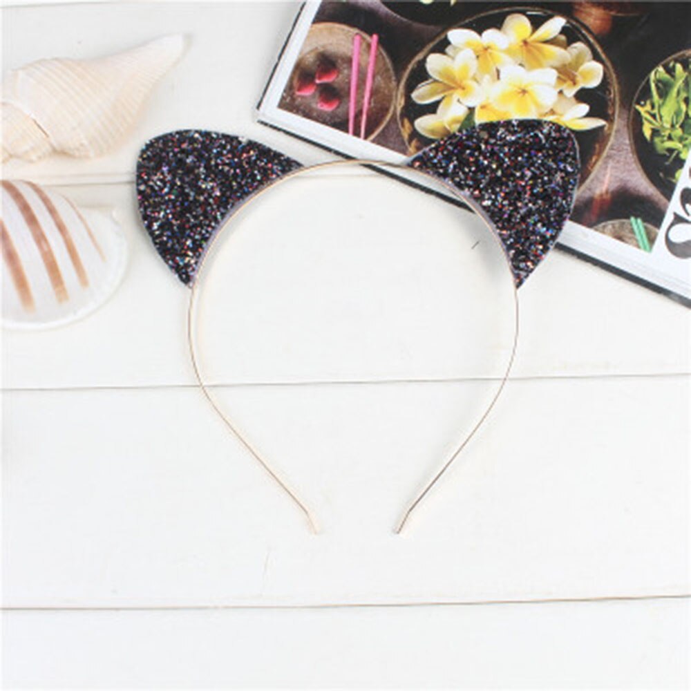1pcs Cute Shiny Sequins Cat Ears Headband For Girl Cat Ears Hairband Kid Hair Accessories For Women Cartoon Headband