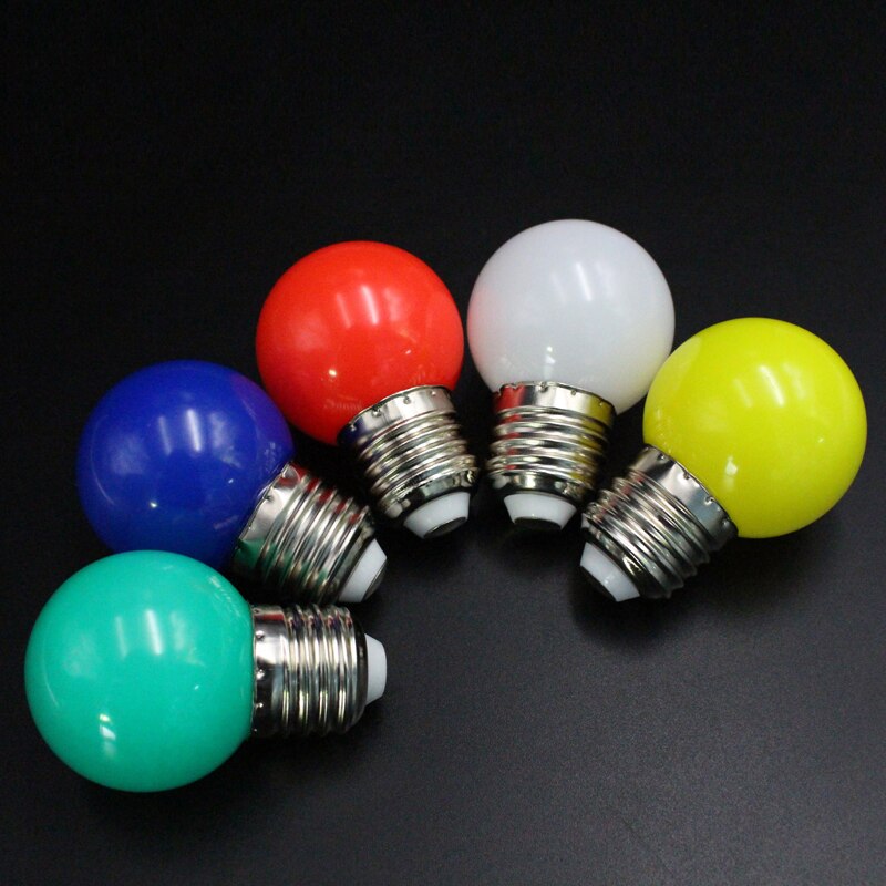 ! E27 Led-lampen-E27 1W Pe Frosted Led Globe Kleurrijke Wit/Rood/Groen/Blauw/ylellow Lamp 220V-1Pcs (Wit)