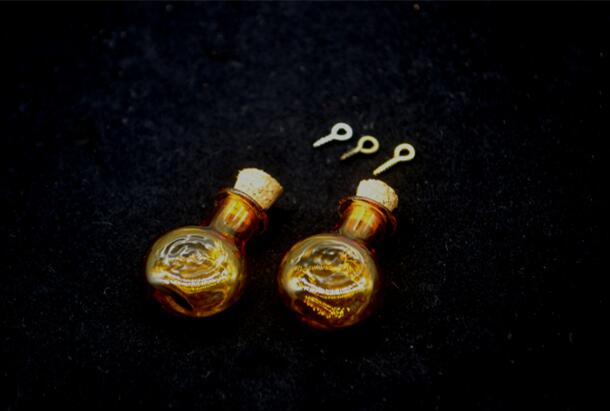 7 pcsmix farve mini kork prop flade glasflasker hætteglas krukker beholdere lille ønsker flaske glas håndværk bryllup dekorere: Bronze