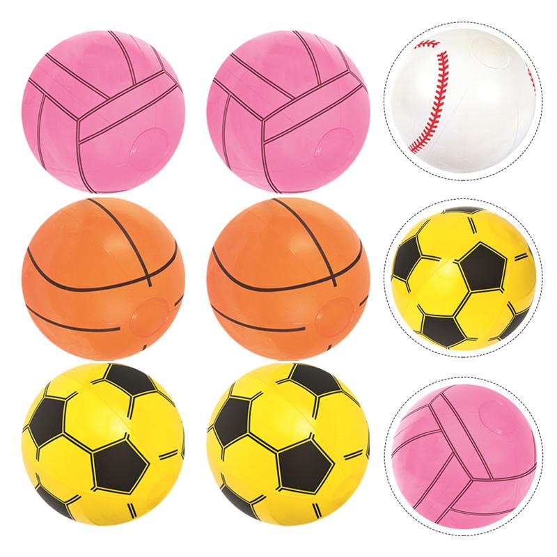 3Pcs Opblaasbare Strand Bal Zomer Opblaasbare Basketbal Voetbal Willekeurige Stijl