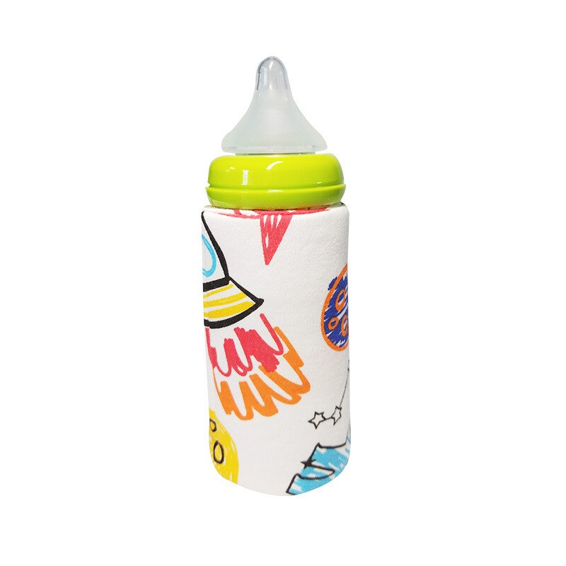Portablet venta botella calentador viaje bebé niños dibujos animados leche Agua USB cubierta manga bolsa infantil película de calentamiento: Azul