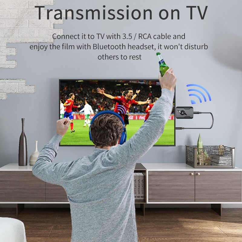 4 in- in-1- usb-bluetooth 5.0 funksender-empfänger-set mit 3.5mm aux- und o-adaptern für bluetooth-lautsprecher, tv, pc und auto