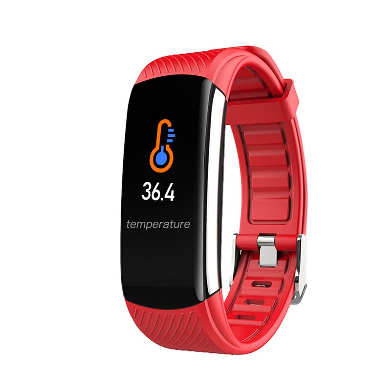 Sporthorloge heren digitaal lichaamstemperatuur polshorloges dames elektronische digitale klok siliconen band bloeddruk android ios: Rood