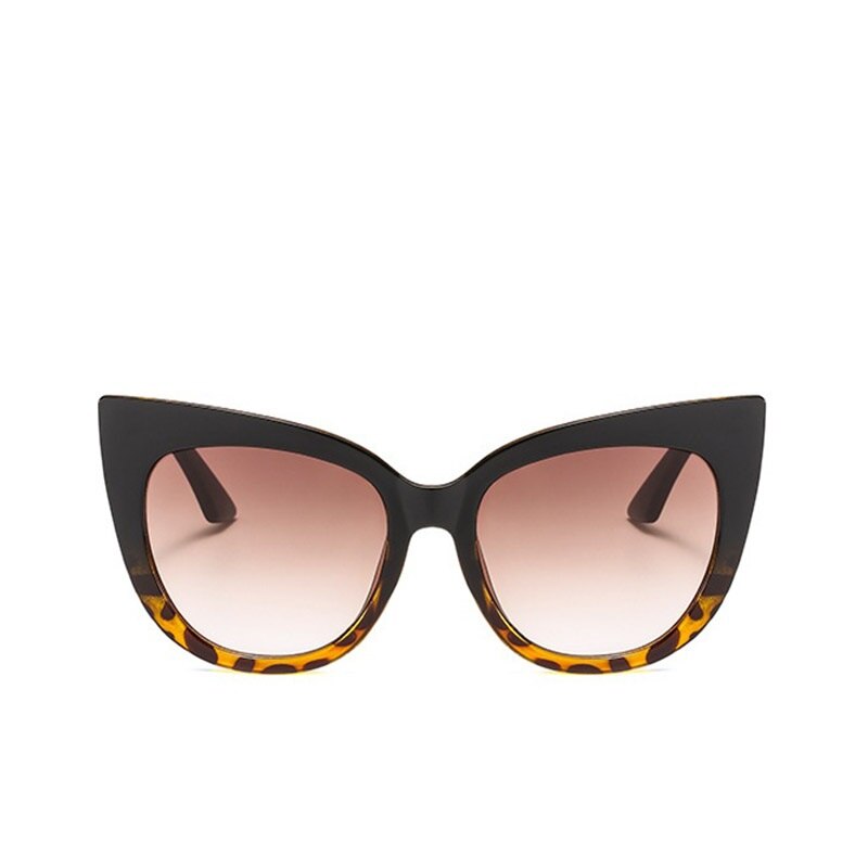 Luxe cat eye zonnebril voor dames, glanzend rood, sexy zonnebril voor dames,  uv400 ronde tinten oculos de sol: Zwarte luipaard