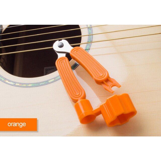 3 in 1 Guitar String Winder Easy to Carry Multi-purpose Electric Wood Guitar Winder Pin Puller String Cutter Guiter Parts: Orange