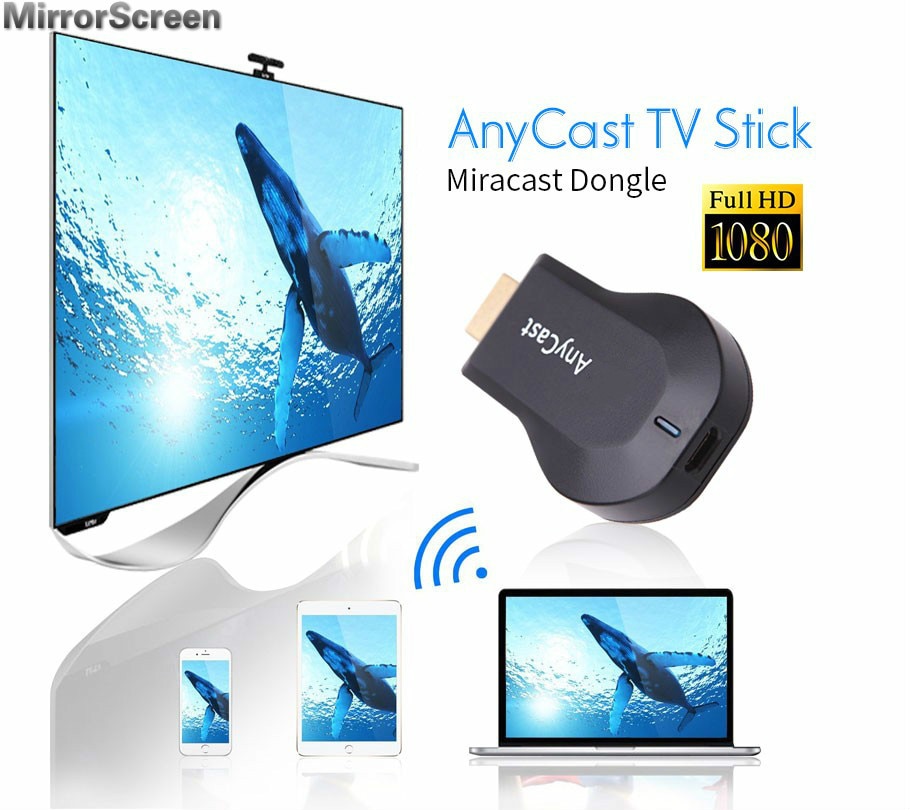Anycast  m4 plus tv -tikku  hd 1080p wifi -näyttö dongle -vastaanotin 128m langaton dlna airplay peili hdmi -tv -tikku ios -laitteille
