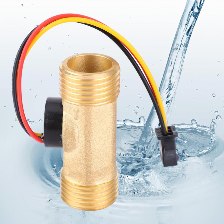 52mm G1/2in Hall Effect Flow Rate Meter Male-Male Thread 1~30L/min Flow Sensor Gauge